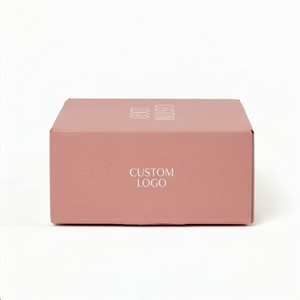 กล่องกระดาษลูกฟูกสีชมพูทรงสี่เหลี่ยมแบบประกอบเองได้ - Product Image 5