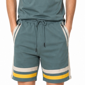 Men Striped Polo Shirt Shorts <b>Set</b> Casual Summer Breathable Cotton <b>Knitted</b> Activewear Fit Lightweight Comfort Fabric For Men - Product Image 5