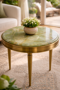 Cubierta de Mesa Redonda de Mármol Verde Ónix Natural, Cubierta de Mesa de Centro de Lujo Hecha a Mano para Decoración de Sala de Estar - Product Image 5