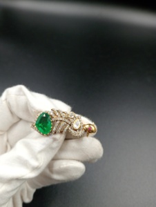 Broche en pierre doublette verte et diamant américain pour mariage, en argent 925, broche artisanale unisexe, broche royale - Product Image 1