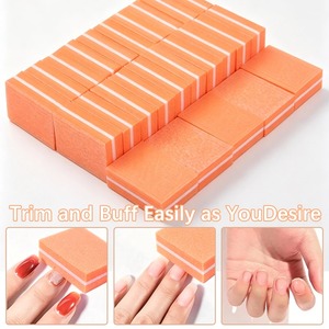 Limes à ongles miniatures jetables en acier inoxydable orange, double face, grain 100, 9 cm, emballage en boîte colorée pour manucure - Product Image 5