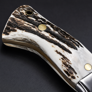 Cuchillo de caza de acero de Damasco para exteriores, cuchillo de hoja fija con mango de cuerno de madera, cuchillo portátil de supervivencia para camping - Product Image 4