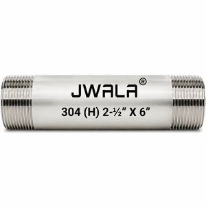 Raccord de tuyauterie en acier inoxydable 304 de qualité industrielle, diamètre 2-1/2 pouces, longueur 6 pouces, filetage mâle, connecteur de quincaillerie de plomberie - Product Image 1