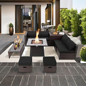 Juego de muebles de jardín de madera de acacia y mimbre de diseño moderno Calidad superior para espacios de vida al aire libre de hotel con estilo - Product Image 1