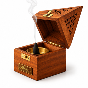 Luxury Eco-Friendly Wooden <b>Bakhoor</b> Incense Burner Box Brass Fittings Arabic <b>Oud</b> Mabkhara Indian Aromatic Ramadan Home Hotel - Product Image 2