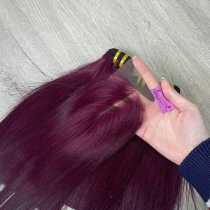 Extensions de cheveux humains de qualité supérieure 100% vierges vietnamiennes couleur bordeaux foncé, super double drawn, prix d'usine - Product Image 5