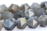 Perles rondes en Aventurine Bleue 10MM, taille étoile, facettées, qualité supérieure, authentiques, naturelles de Madagascar, lot en vrac sur brin complet
