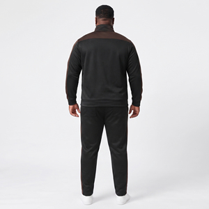 Wholesale <b>Men</b> Plus Size Zipper Tracksuit Stand Collar <b>Yoga</b> Training Jacket Drawstring Waist Sweat <b>Pant</b> 100% Polyester Trackset - Product Image 2