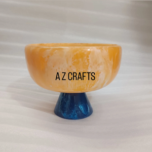 Handmade White Yellow Resin Decorative Bowl Ocean Wave Design for Fruit Salad Serving handcrafted and <b>keepsake</b> presentation - Product Image 5