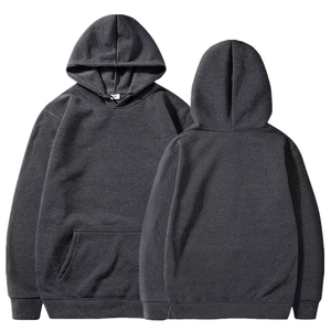 <b>Men's</b> Cotton French Terry Hoodie Regular Fit Solid Color Casual <b>Pullover</b> Sweatshirt With Kangaroo Pocket Autumn Wear - Product Image 3