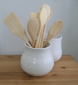 Glossy Porcelain Ceramic Utensil Holder Rounded Belly Design Smooth Finish High <b>Fired</b> Durable Kitchen Counter Storage Organizer - Product Image 5