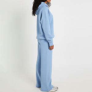 Hot Selling 100% Cotton Heavyweight Hoodie & Straight Leg Jogger <b>Set</b> Two Piece Casual Wear Solid Color Warm Winter Sweatsuit - Product Image 2