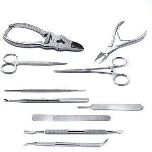 Professional Stainless Steel 10 Piece Podiatry and Ingrown Toenail Treatment Kit for Foot and <b>Nail</b> Care - Product Image 1