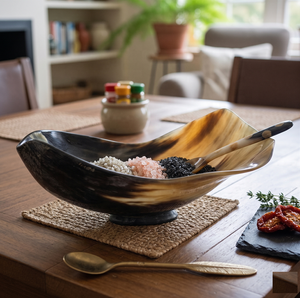 Eco-Friendly Natural Buffalo Horn Bowl Set with <b>Spoon</b> – Handcrafted Luxury <b>Serving</b> Bowl for Dry Fruits, Snacks & Table Décor - Product Image 4