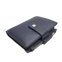 Dompet Kulit Multifungsi dengan Kantong Resleting, Tempat Kartu, Gantungan Kunci, dan Pengaman RFID untuk Pria, Dilengkapi Kancing Hasp, Pasokan Langsung dari Pabrik Grosir