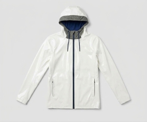 Chaqueta con Capucha de Cuero PU Negro Brillante para Hombre, Impermeable, con Cierre, Estilo Casual para Otoño - Product Image 2