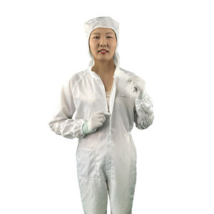 Combinaison antistatique ESD à capuche, blanche, lavable, réutilisable, anti-poussière, à grille de 5 mm, pour salle blanche, moins chère - Product Image 2