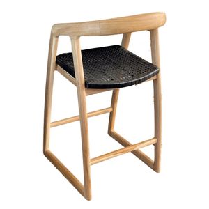 Silla de Comedor de Madera de Teca Sólida y Duradera con Asiento Tejido, Sillón Moderno para el Hogar, Muebles de Interior y Exterior para Comedor, Hotel, Parque - Product Image 3
