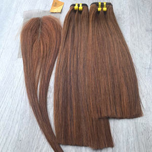 Precio de fábrica 100% Raw Virgin Vietnamita Trama humana Encaje Peluca Hueso Recto Color marrón Super Doble Extensiones de cabello - Product Image 1
