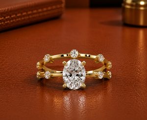 Classic Double Band Oval Lab Grown Diamond <b>Ring</b> 1.00 carat IGI Certified For Women's Fine jewelry <b>Couple</b> Band <b>Rings</b> Wedding <b>Ring</b> - Product Image 1