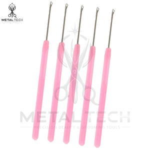 Aiguilles à crochet pour extensions de cheveux avec poignée rose, pour l'installation et le retrait de micro-anneaux, pour une utilisation professionnelle en salon de coiffure - Product Image 3