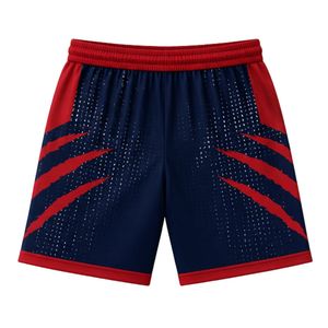Shorts de basketball pour hommes, bleu marine et rouge, sublimés, légers, vêtements de sport performants pour l'entraînement en équipe, les matchs et les entraînements - Product Image 2