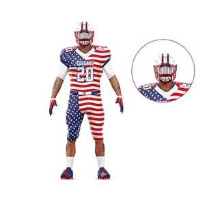 Maillot de football américain pour homme, sublimé, manches courtes, col en V, anti-humidité, 100 % polyester, coupe athlétique adulte, motif drapeau - Product Image 2