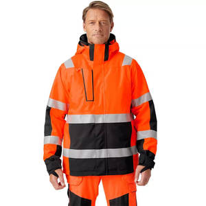 Veste de travail unisexe haute visibilité réfléchissante certifiée CE, détection des aiguilles, orange et noir, imperméable, respirante, en polyester - Product Image 4