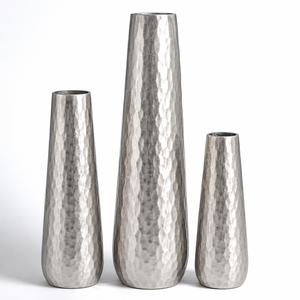 Vase à fleurs en métal argenté à nervures, style moderne, pièce décorative artisanale en aluminium pour salon de luxe, prix bas - Product Image 4