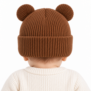 Gorro de Invierno para Bebé de Alta Calidad, Suave, con Orejas de Oso, Tejido de Punto Acanalado, Cálido, para Niños Pequeños, con Parches Personalizados, Proveedor B2B al por Mayor en EE. UU. - Product Image 2