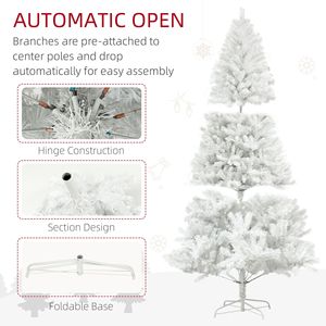 Albero di Natale Artificiale Bianco in PVC da 2,7 m Non Illuminato con 2132 Punte di Rami e Base in Acciaio ad Apertura Automatica per Decorazioni Domestiche - Product Image 6