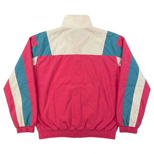 Ensemble de survêtement personnalisé pour homme, coupe-vent rose, bleu et blanc, avec veste en polyester tricoté et short, idéal pour l'été - Product Image 3