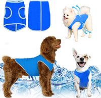 Gilet rafraîchissant respirant en microfibre écologique pour chiens, motif brodé, toutes saisons, avec harnais intégré, bleu M