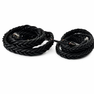 Ribete de cordón de cuero negro trenzado, cordón de cuero trenzado negro para acabado, cordón de cuero trenzado decorativo - Product Image 1