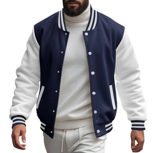 Custom Unisex Geometric Stand Collar Varsity Jacket College Baseball Bomber <b>Warm</b> Outerwear for Autumn Winter Sports Activities - Product Image 2