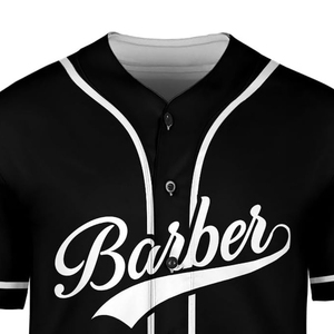 Logotipo personalizado para barbería, sublimación, nueva llegada, bata de barbero lavable, camiseta de barbero, estilo jersey de béisbol para barbería - Product Image 4
