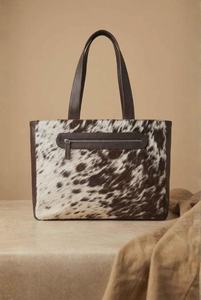 Bolso Tote de Cuero Genuino de Gran Capacidad con Cremallera y Bordado en Color Sólido LHTB-0027B - Product Image 4