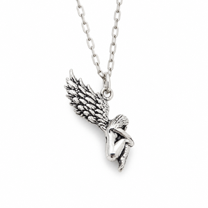 Pendentif ange gardien en argent sterling 925, figurine d'ange ailé, sculpture vintage, bijoux religieux pour femmes et hommes - Product Image 3