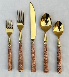 Luxury Premium Flatware Cutlery <b>Set</b> With Resin Handle Stainless Steel 18/<b>8</b> Gold Plated Modern Wedding Rustic Kitchenware Utensil - Product Image 2