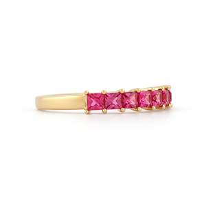 Princess Cut Pink Zircon Eternity Band Ring Channel Setting Women's Classic Fine Jewelry - Product Image 3