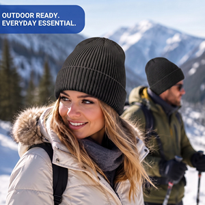 Men's Black Ribbed Knit Beanie Hat Solid Color Warm <b>Winter</b> <b>Cap</b> Casual Outdoor Wear 56-58CM Acrylic Material Hand Knitted Style - Product Image 6