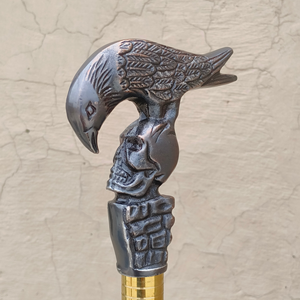 Bastón de madera vintage hecho a mano con grabado 3D completo de pájaro en metal, tallado en latón antiguo, regalo decorativo - Product Image 1