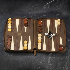 Handmade Leather <b>Backgammon</b> <b>Set</b> With <b>Wooden</b> Pieces And Dice Premium Portable Board Game Crafted For Family Entertainment - Product Image 6