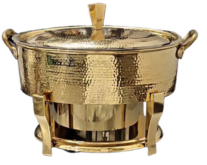 Recipientes para calentar comida de metal con diseño martillado de alta calidad, comúnmente utilizados en hoteles, cruceros y salones de banquetes. - Product Image 1