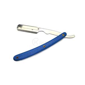 Rasoir droit à manche bleu, outil de rasage professionnel pour barbier, shavette en acier inoxydable, couleur personnalisée - Product Image 3