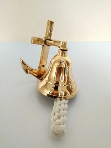 Cloche de bateau nautique en laiton de 5 pouces, cloche de bateau marine faite à la main, décoration murale côtière, décoration maritime - Product Image 2