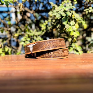 Cinturón de Cuero Estilo Western con Hebilla de Aleación de Zinc, Hecho a Mano, Diseño Único, Estilo Vintage, 40MM de Ancho, Personalizable - Product Image 2