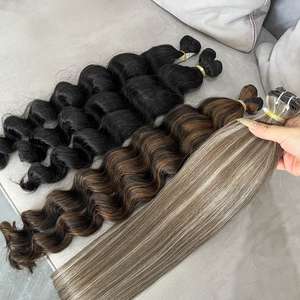 Extensiones de cabello humano virgen vietnamita con cutícula alineada, en varios colores, cabello natural ondulado. - Product Image 3