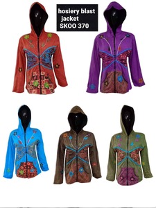 Hosiery Blast Hooded Winter Jacket Embroidered Woolen Boho Fashion Style Traditional Unisex Bodycon Indian Floral Feathers - Product Image 3