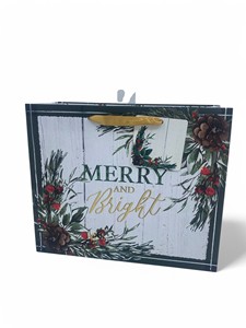 Bolsas de regalo de felicitación de Navidad brillantes respetuosas con el medio ambiente hechas en Vietnam CMYK estampado en caliente con acabado de lámina brillante para vacaciones - Product Image 5